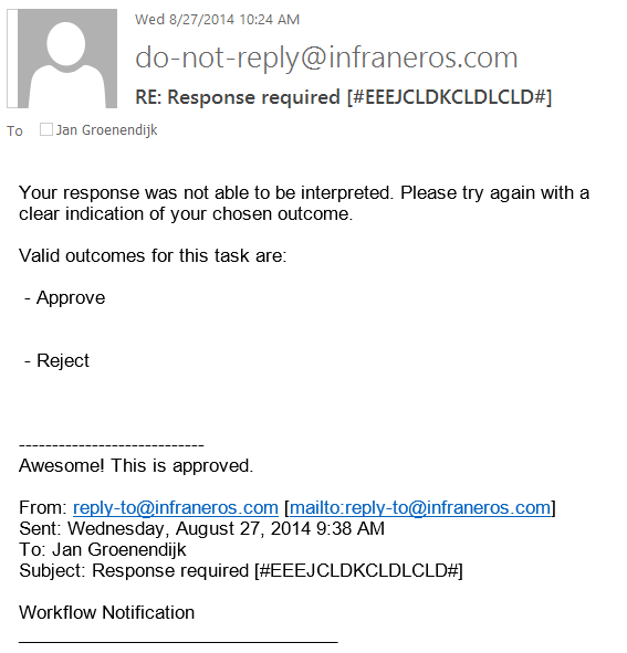 considerations for setting up nintex lazyapprovals habanero respond to rejection email