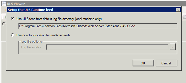 Use the ULS Realtime mode to discover the location of the ULS logs